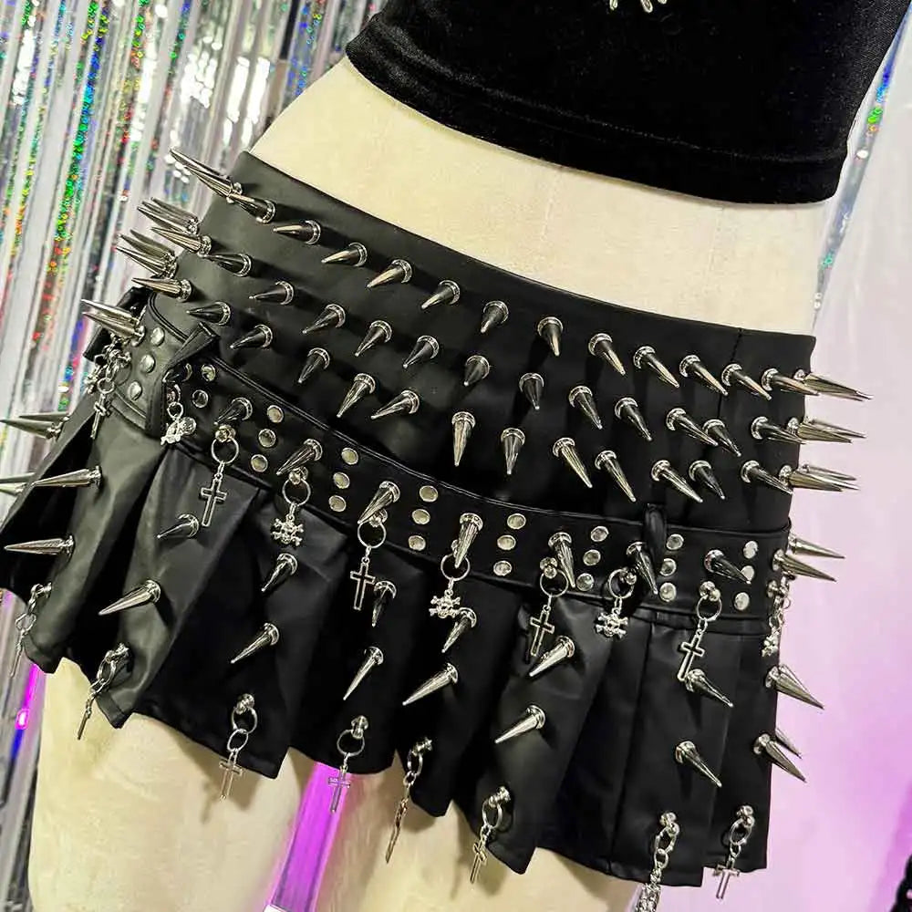 Punkgräfin Velvet Violence Collection Spike Rock – Gothic Y2K Minirock