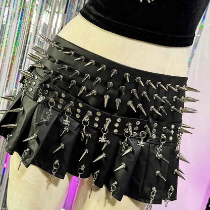 Punkgräfin Velvet Violence Collection Spike Rock – Gothic Y2K Minirock