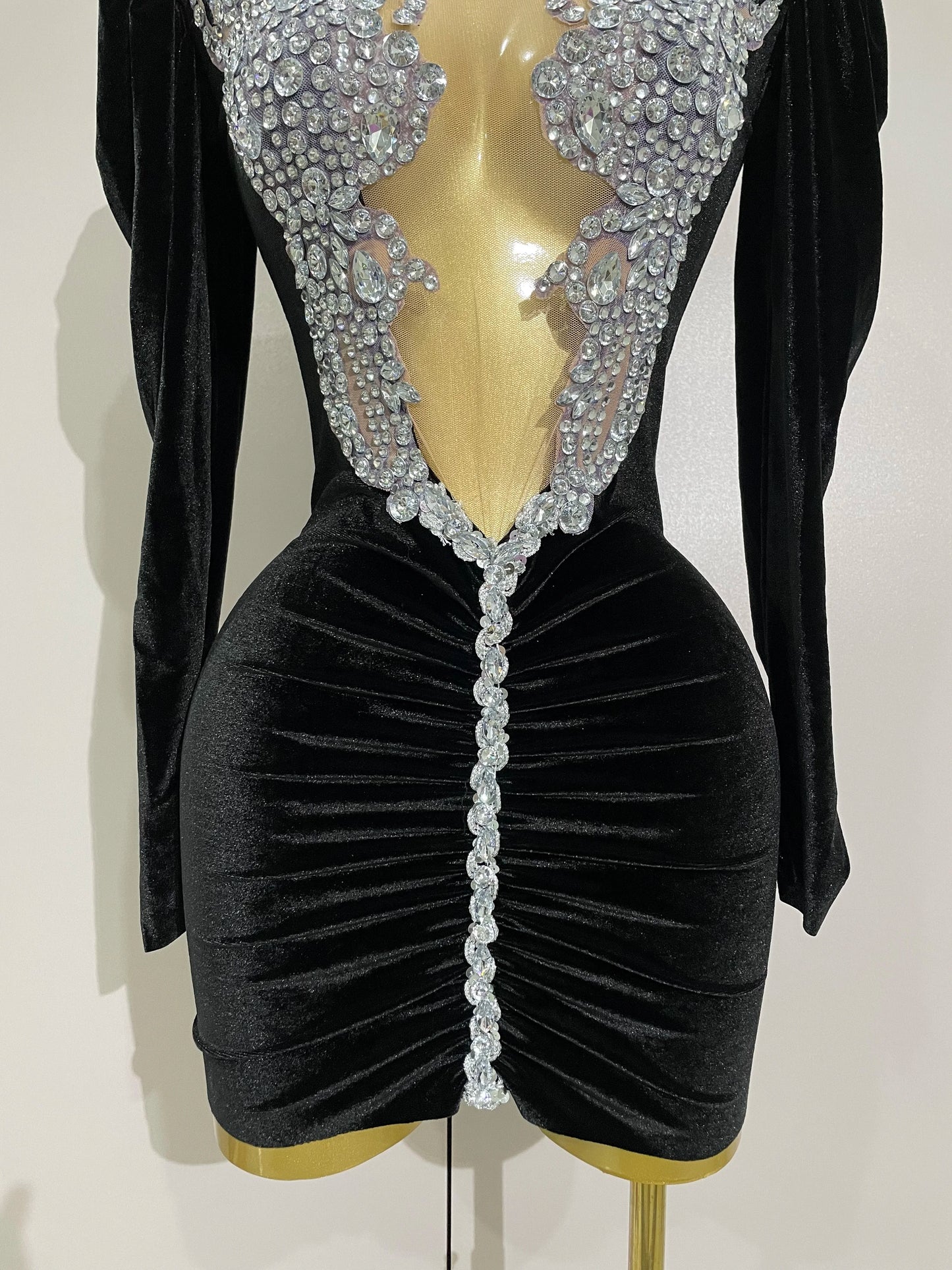 Muschibitch Luxus Mini Kleid Strass Bodycon Glam Party Dress