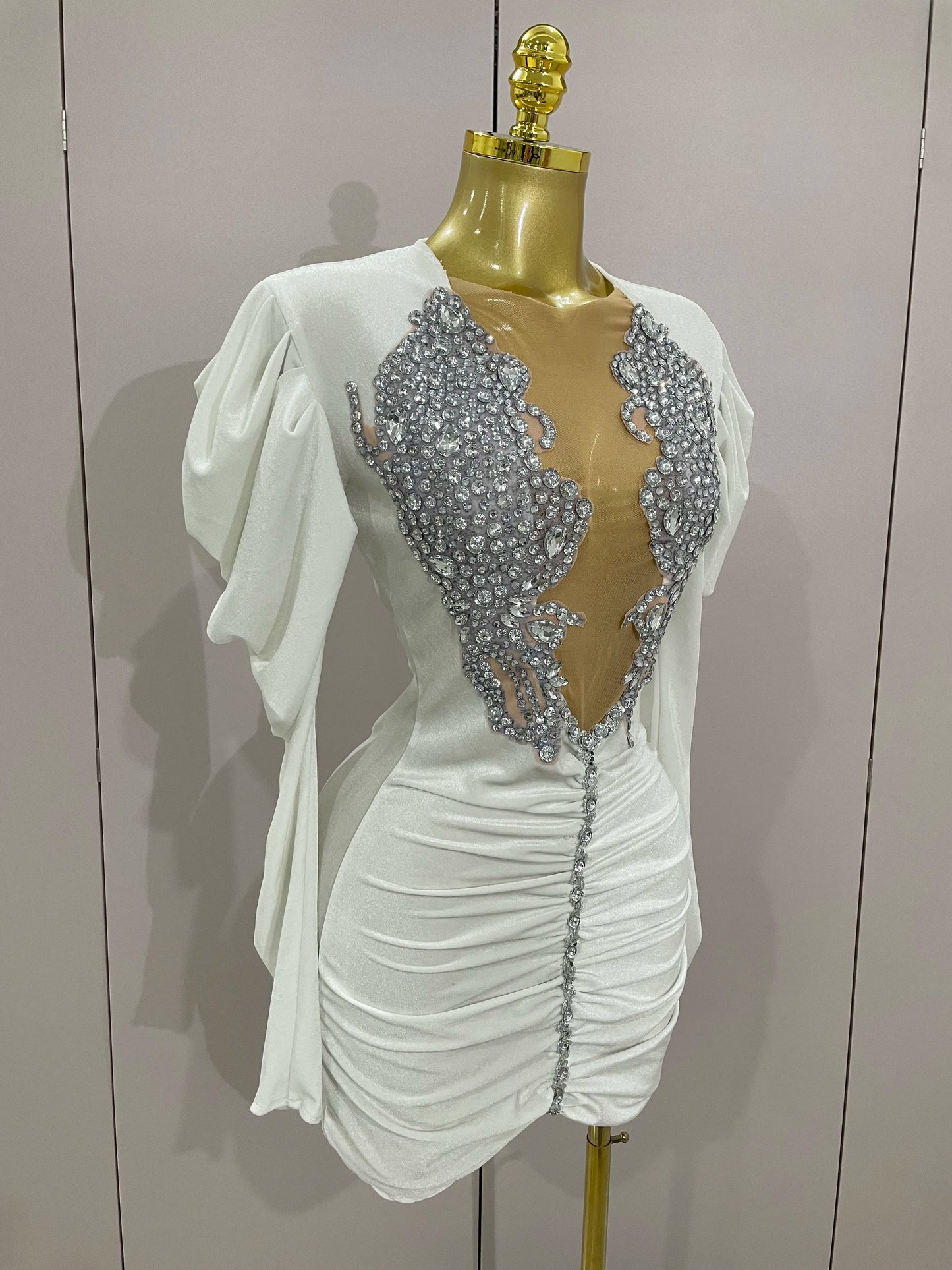 Muschibitch Luxus Mini Kleid Strass Bodycon Glam Party Dress