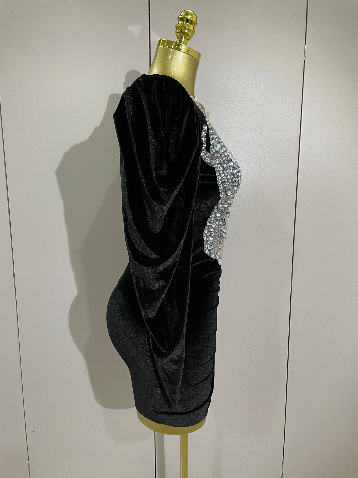 Muschibitch Luxus Mini Kleid Strass Bodycon Glam Party Dress