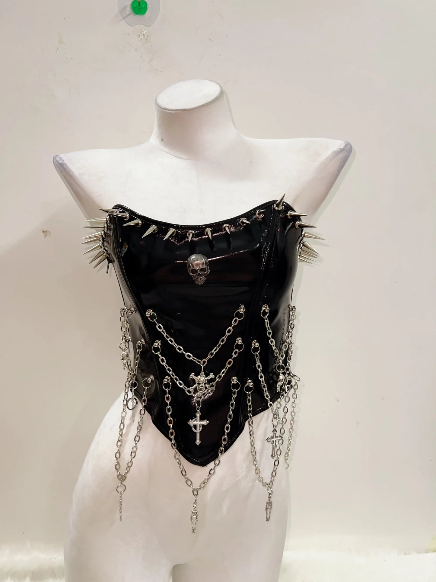 Punkgräfin Bustier Top – Gothic Punk Y2K Skull Tank Velvet Violence