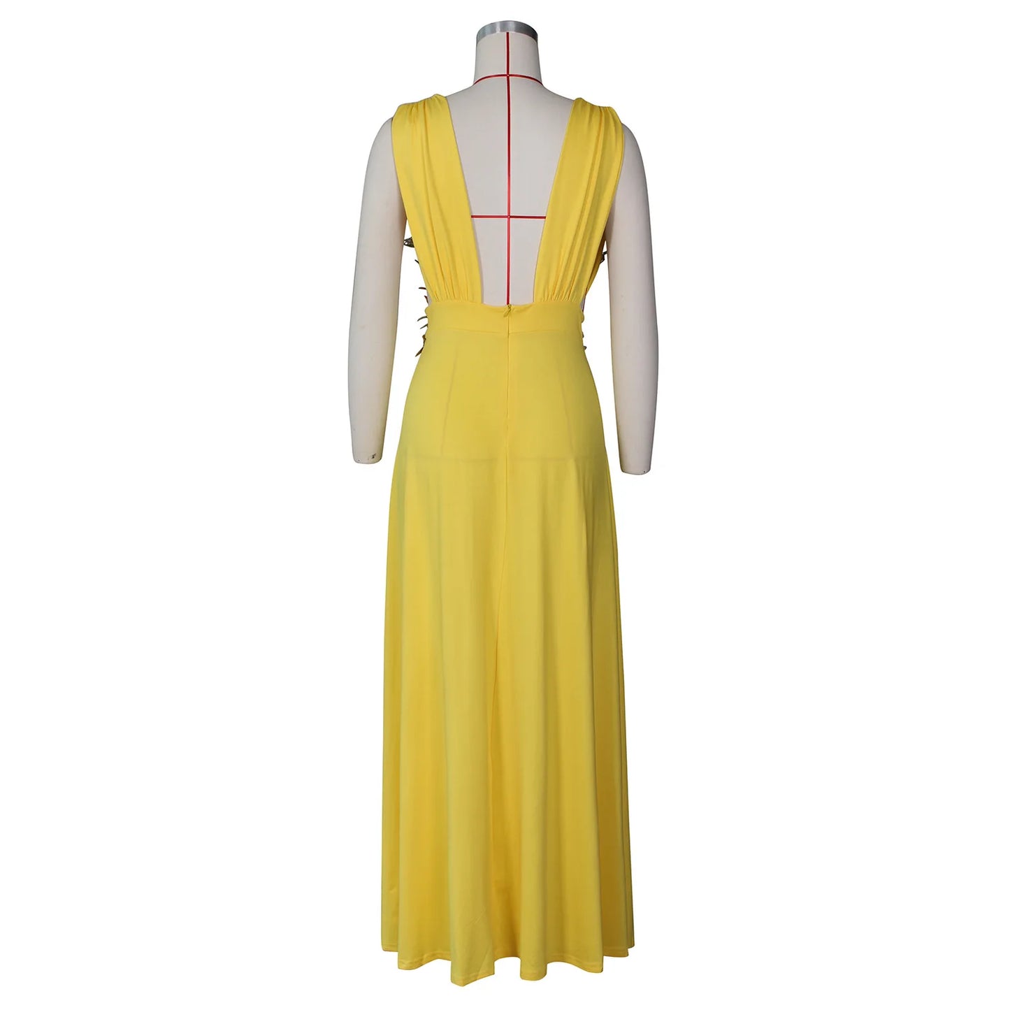 Muschibitch Abendkleid Damen Elegant Maxi Kleid Tiefer V Ausschnitt Rückenfrei Cocktailkleid