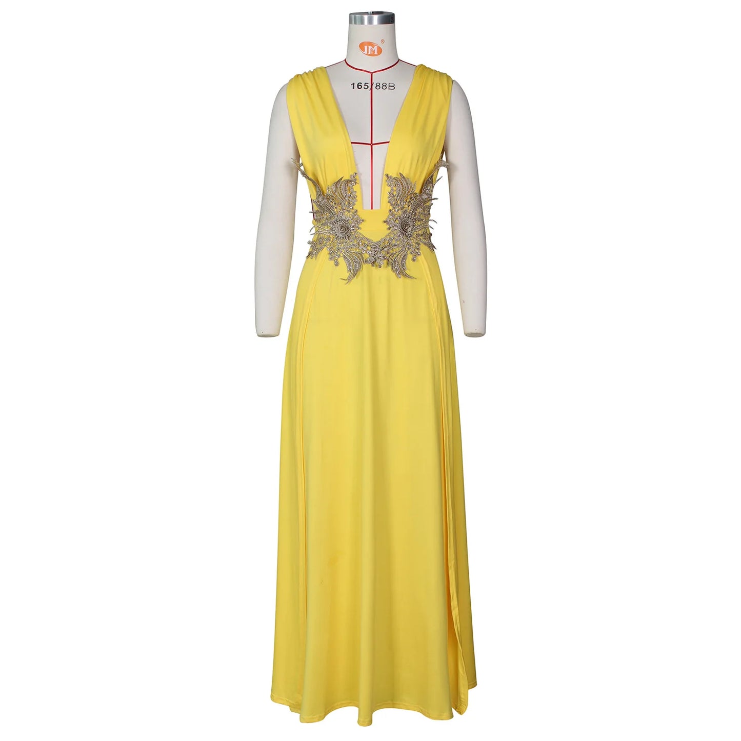 Muschibitch Abendkleid Damen Elegant Maxi Kleid Tiefer V Ausschnitt Rückenfrei Cocktailkleid