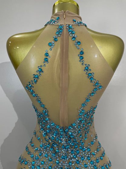 Muschibitch Sexy Strass Kleid Transparent – Mesh Club Glitzer Party Mini Dress