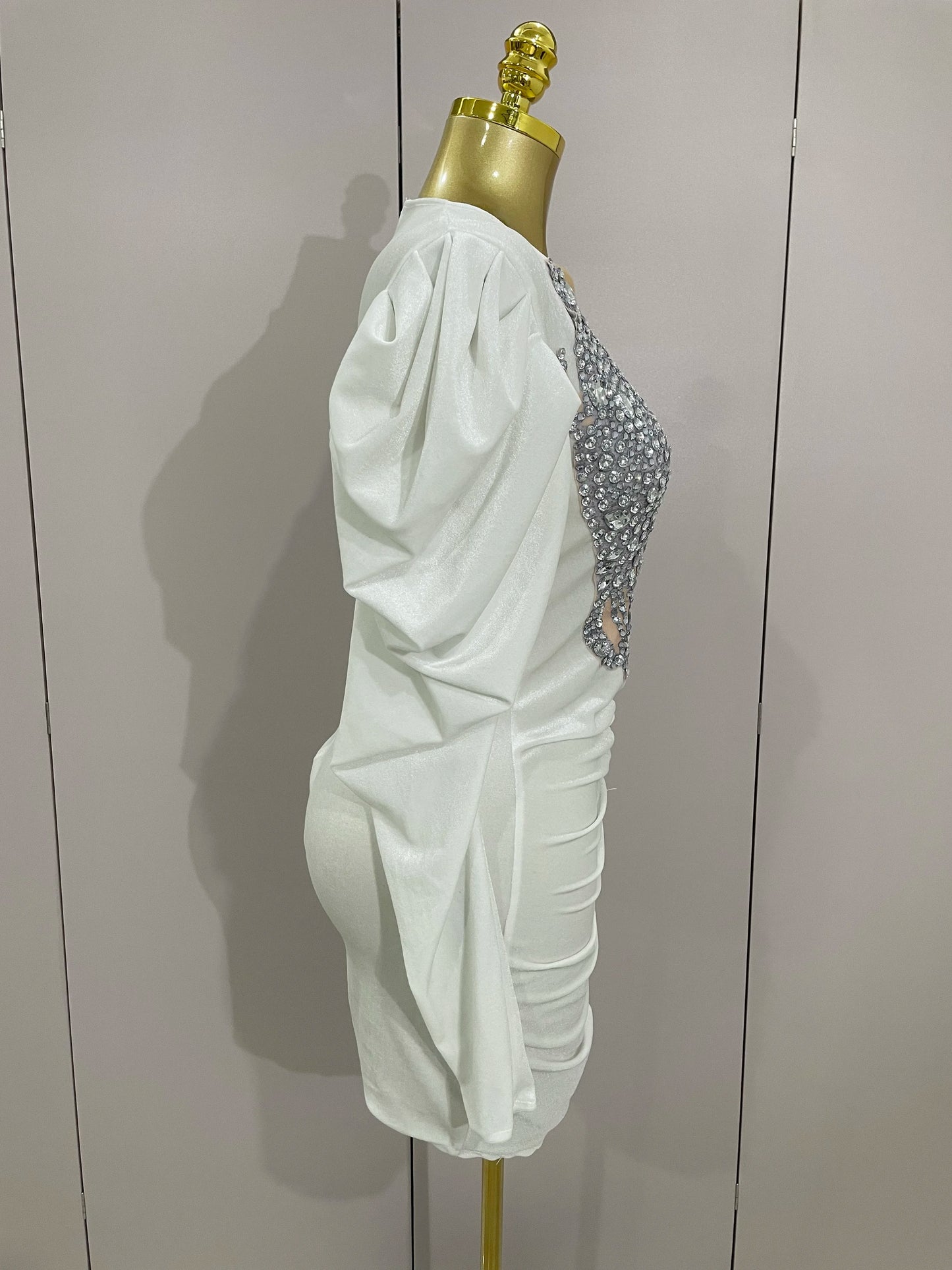 Muschibitch Luxus Mini Kleid Strass Bodycon Glam Party Dress