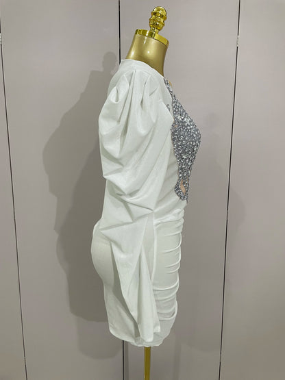Muschibitch Luxus Mini Kleid Strass Bodycon Glam Party Dress