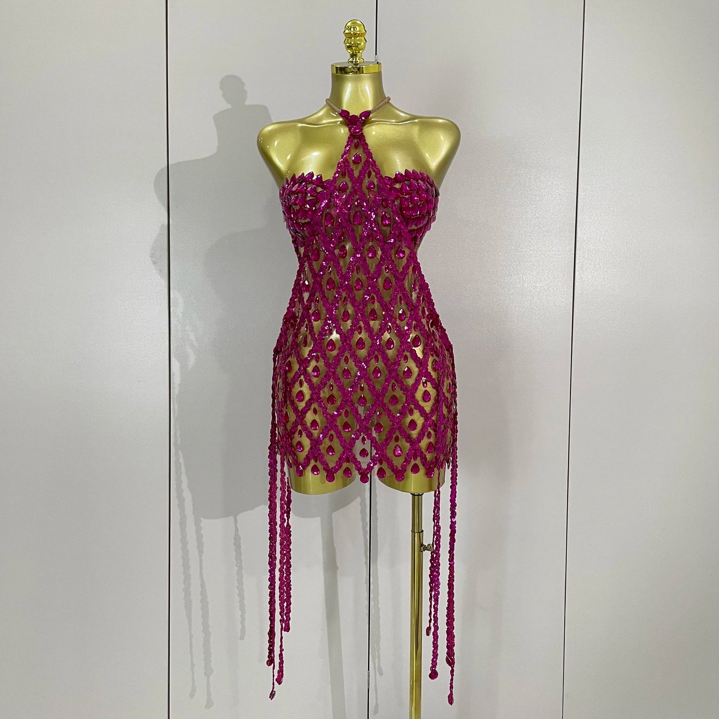 Muschibitch Sexy Pailletten Kleid Transparent – Party Club Dress Mesh Diamant Set