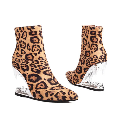 Leopard Zebra Tiger Heel Boots – Muschibitch Designer Statement Stiefel