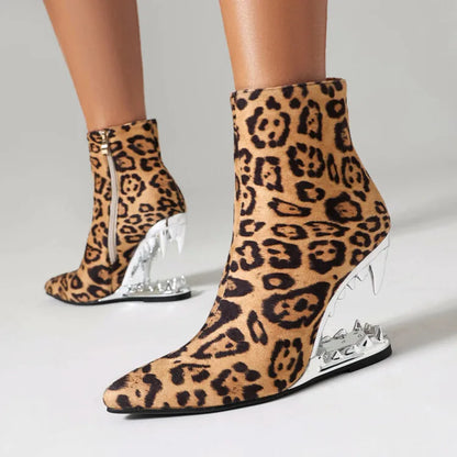 Leopard Zebra Tiger Heel Boots – Muschibitch Designer Statement Stiefel