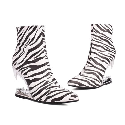 Leopard Zebra Tiger Heel Boots – Muschibitch Designer Statement Stiefel