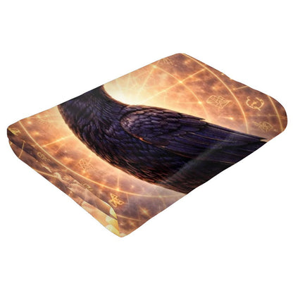 Gothicbro Kuscheldecke „Rabenorakel“ – Mystische Flanelldecke im Gothic-Stil