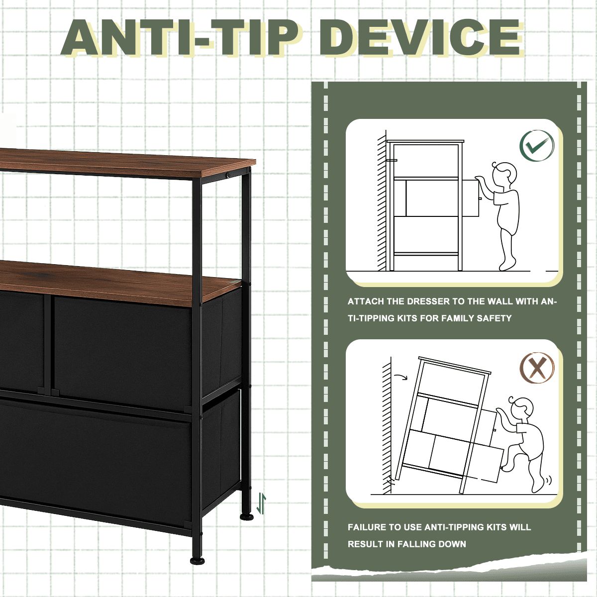Punk TV Lowboard TV Stand, Designer Sideboard NO GODS NO MASTERS Steckdosenleiste & USB-Ports