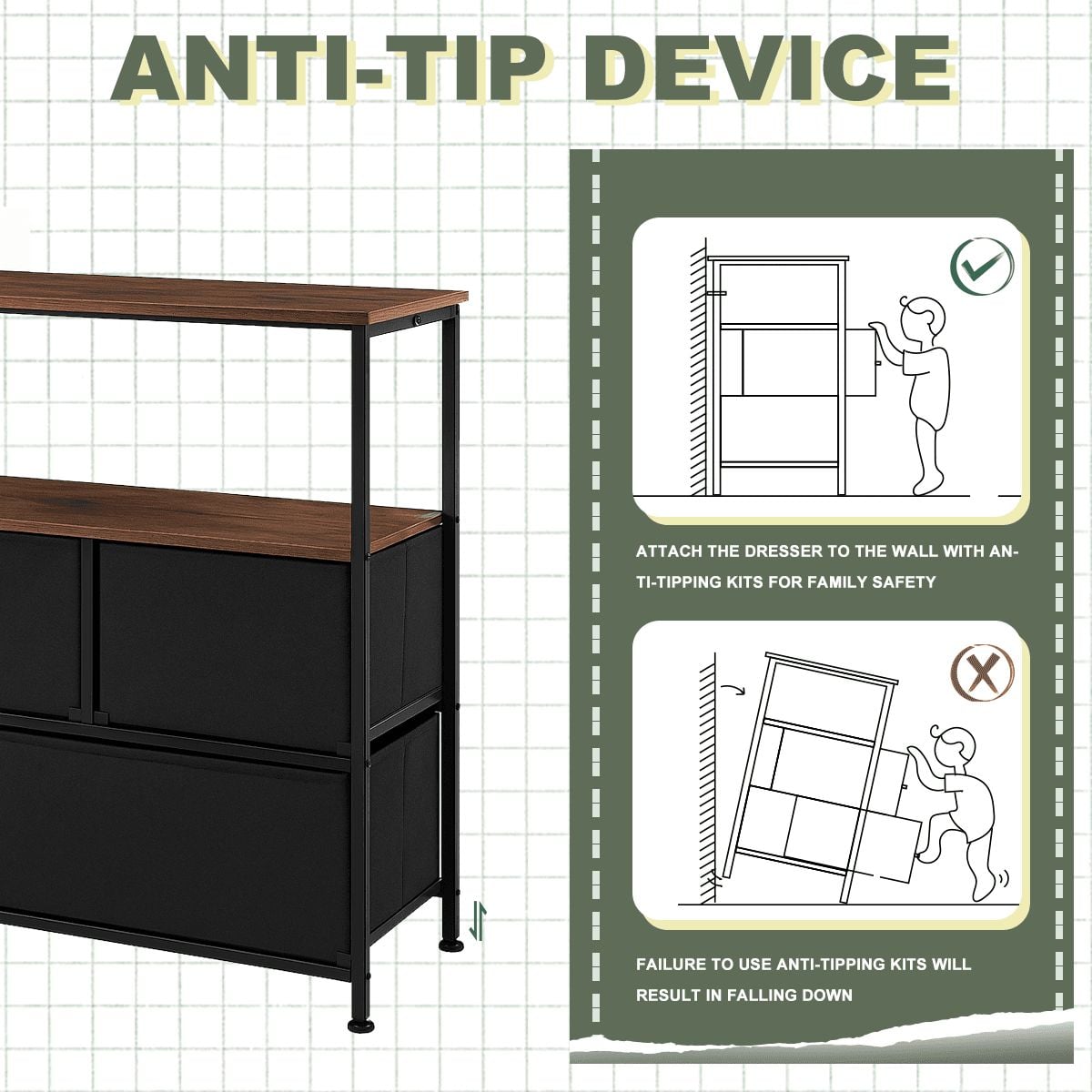 Gothic TV Sideboard Schrank mit Rabe auf Wikinger Runenstein - Keltisch Kommode mit Steckdosen und USB