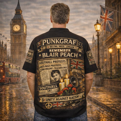 Punkgraf Blair Peach Poloshirt, Southall 1979 Polo Punk Protest Memorial Shirt