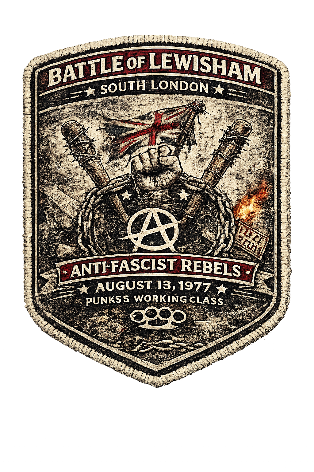 Lewisham 1977 Punk Hoodie, Battle of Lewisham Revolt, Anti Faschismus Statement, Handmade AOP Hoodie South London Streetwear Vintage Protest