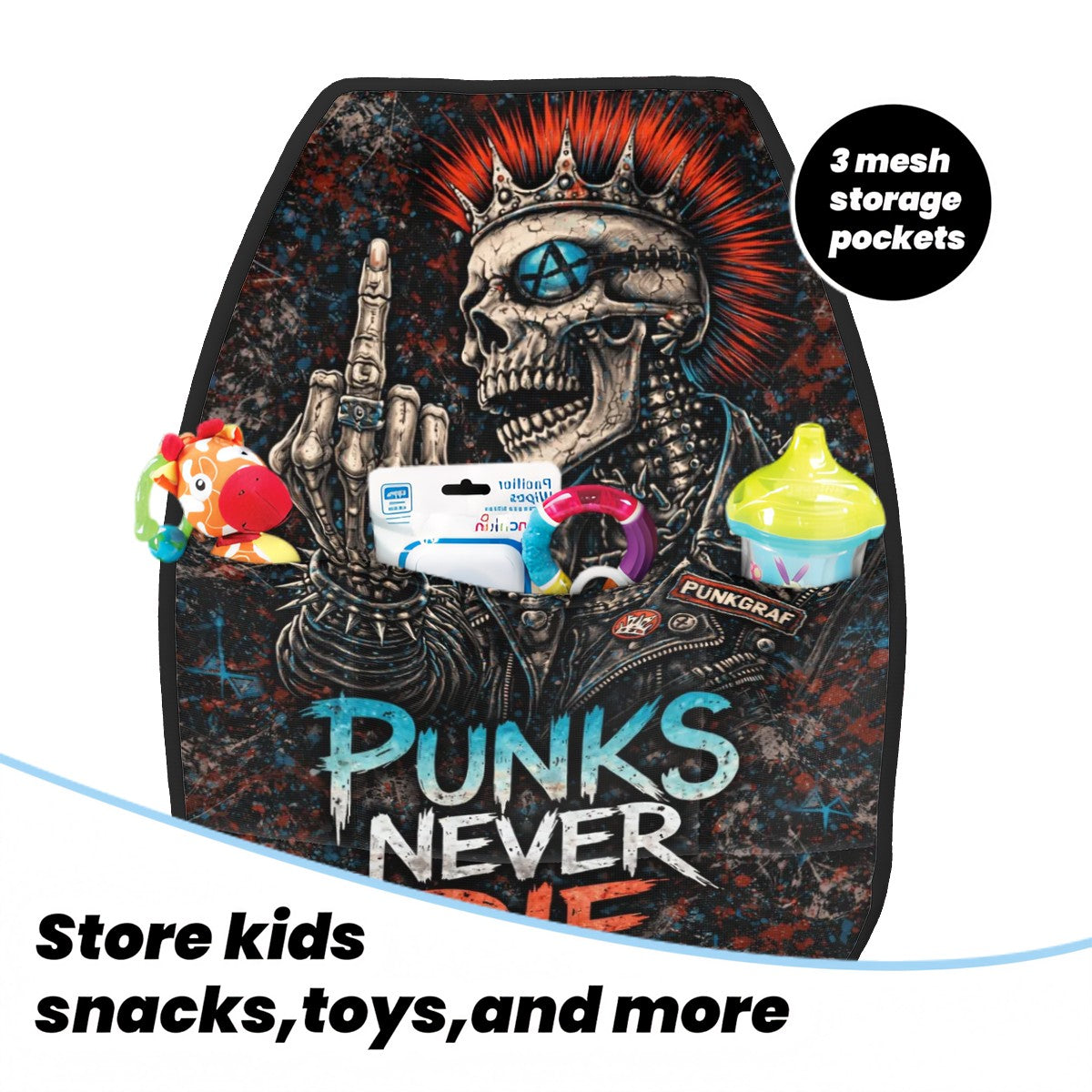 Punk Auto Sitzschutz 2er Set Rückenlehnenschutz, Auto Organizer Autositzschutz