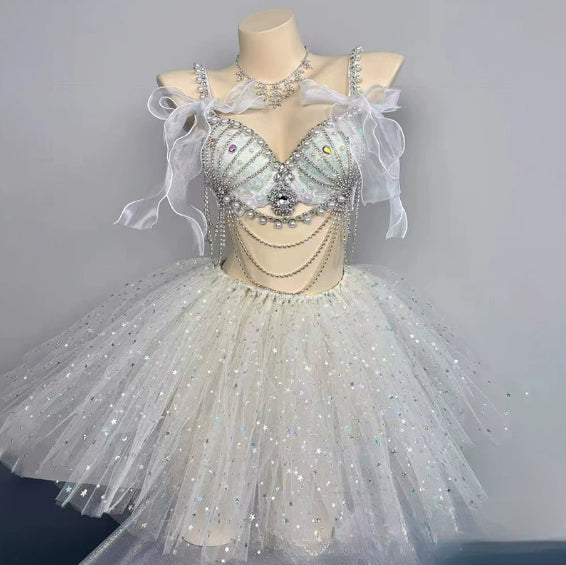 Muschibitch Exklusive Strass Bikini Set Damen Showgirl Luxus Glamour Outfit