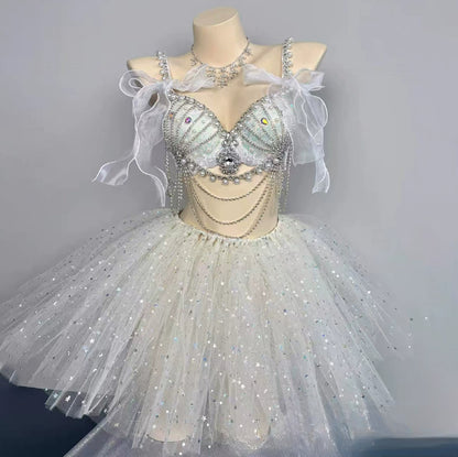 Muschibitch Exklusive Strass Bikini Set Damen Showgirl Luxus Glamour Outfit