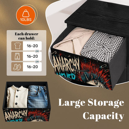 Punk Kommode Schubladenschrank ANARCHY NEVER DIES Designer Möbel, Born To Riot Dresser