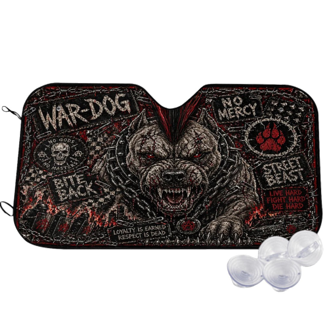 Punk Auto Sonnenschutz, Punkgraf Windschutzscheibenblende WAR DOG Auto Sonnenblende Frontscheiben Sonnenschutz
