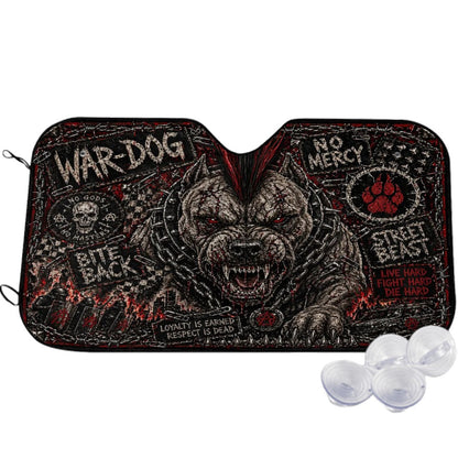 Punk Auto Sonnenschutz, Punkgraf Windschutzscheibenblende WAR DOG Auto Sonnenblende Frontscheiben Sonnenschutz