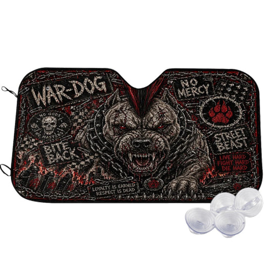 Punk Auto Sonnenschutz, Punkgraf Windschutzscheibenblende WAR DOG Auto Sonnenblende Frontscheiben Sonnenschutz