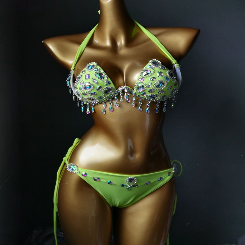 Muschibitch Crystal Luxe Bikini – Damen Strass Bikini Set mit Tropfenanhängern