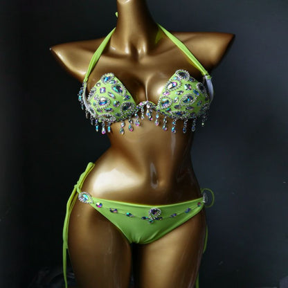 Muschibitch Crystal Luxe Bikini – Damen Strass Bikini Set mit Tropfenanhängern