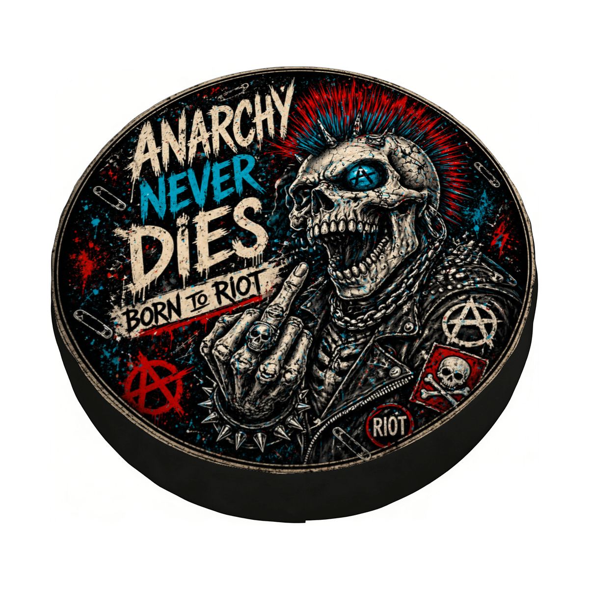 Punkgraf Reserveradabdeckung Offroad SUV Ersatzrad Cover mit Punk Skull Motiv Reifenabdeckung