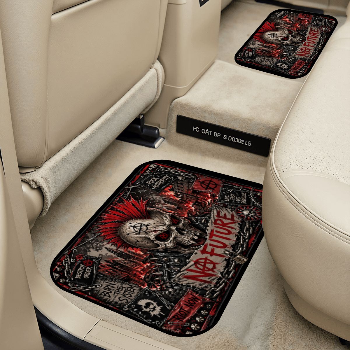 Punk Auto Fußmatten 2er Set Rücksitzmatten NO FUTURE Rear Floor Mats, Automatten, Punkgraf  Auto Deko