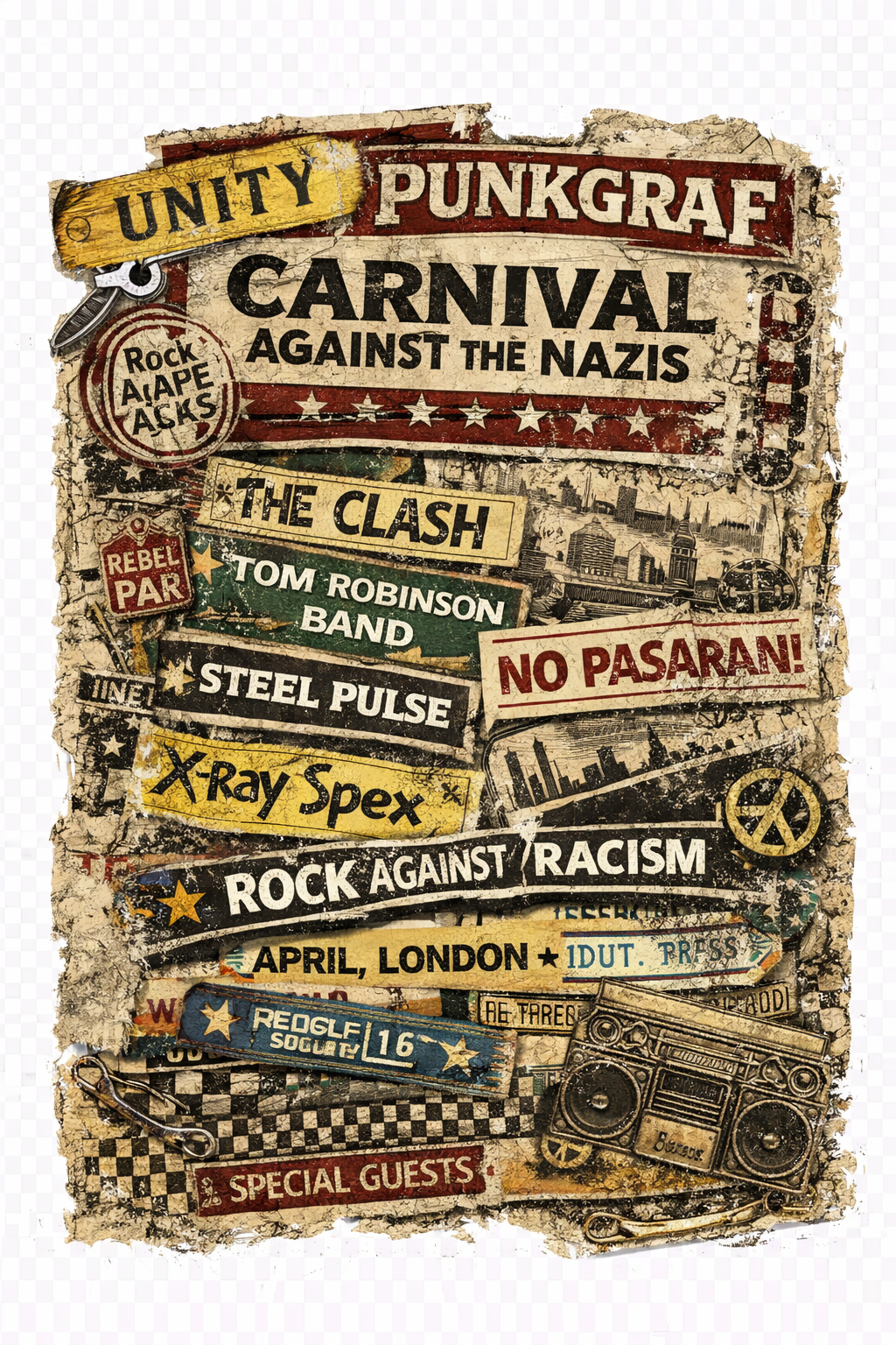 Rock Against Racism Shirt, Carnival Against the Nazis, Punkgraf AOP T-Shirt – London 1978 Trafalgar Square Victoria Park, Punk Reggae Unity