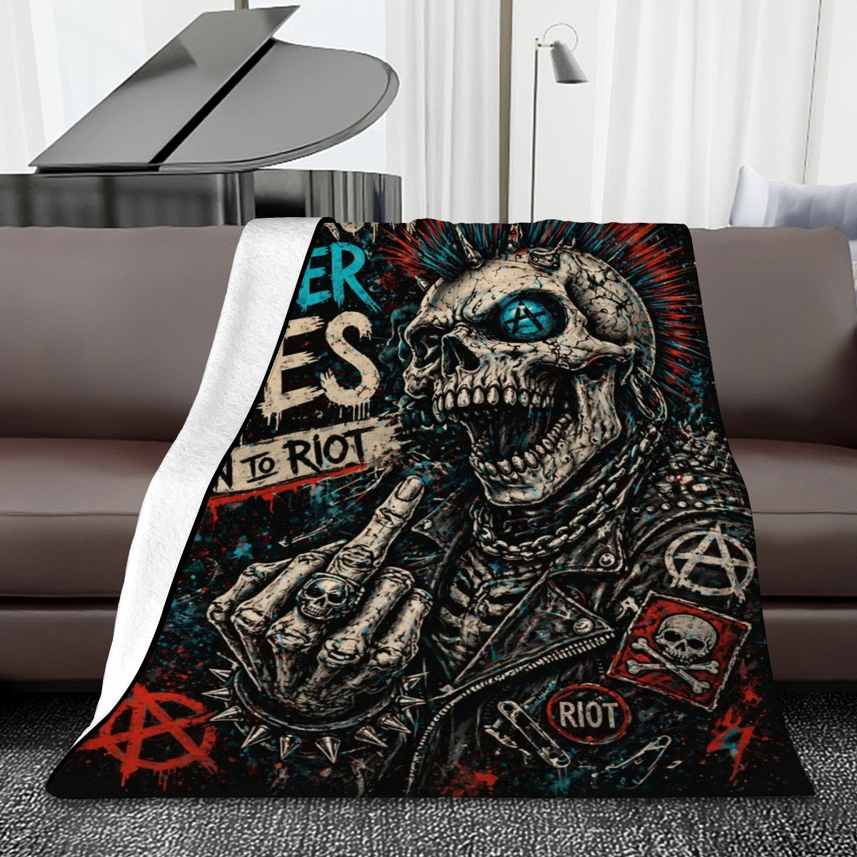 Punk Flanelldecke Decke ANARCHY NEVER DIES Kuscheldecke – Punkgraf Rebel Blanket