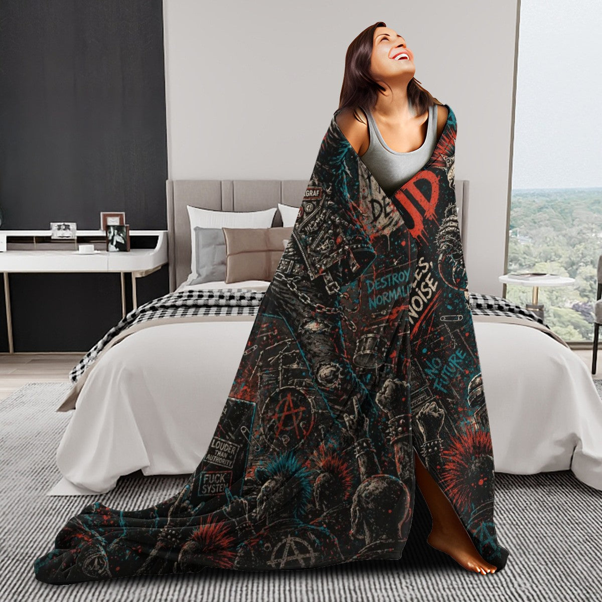 Punk Flanelldecke Decke BORN LOUD Kuscheldecke – Punkgraf Rebel Blanket