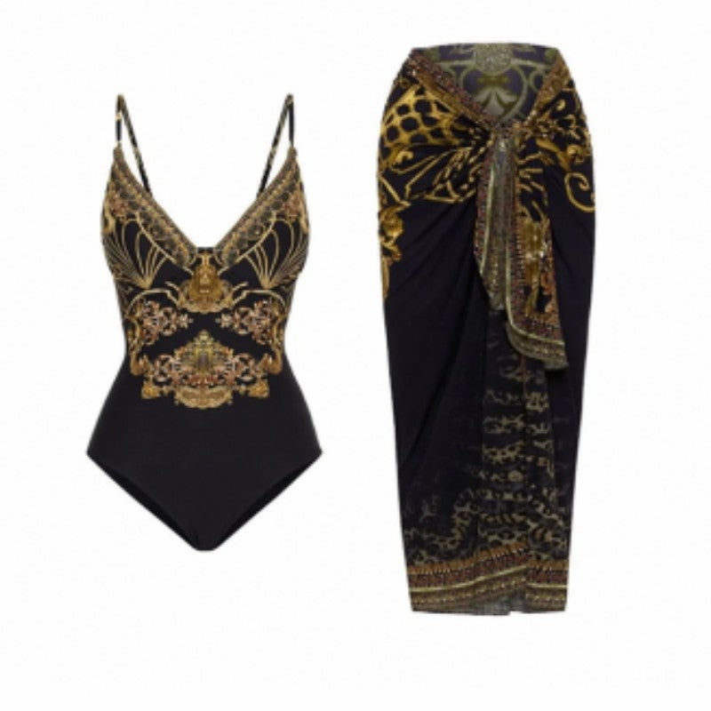 Muschibitch eleganter luxuriöser Badeanzug mit Rock, Strand Outfit, Resort Wear