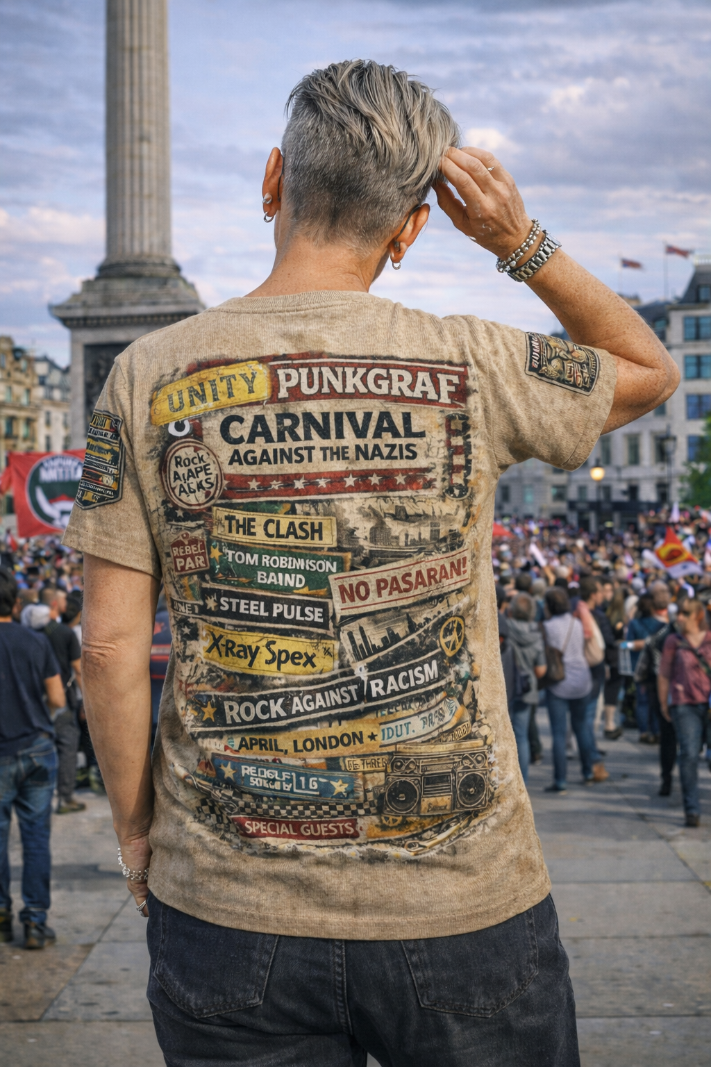 Rock Against Racism Shirt, Carnival Against the Nazis, Punkgraf AOP T-Shirt – London 1978 Trafalgar Square Victoria Park, Punk Reggae Unity