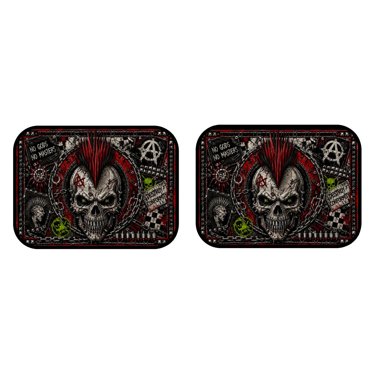 Punk Auto Fußmatten 2er Set Rücksitzmatten NO GODS NO MASTERS Rear Floor Mats, Automatten, Punkgraf Auto Deko