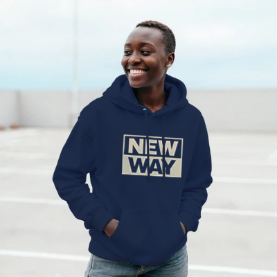 New Way Hoodie Unisex Grau, Punk Statement Minimal Streetwear&nbsp;