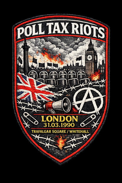 Poll Tax Riots Hoodie, London 1990 Protest, 31.03.1990 Trafalgar Square Whitehall Punkgraf Streetculture Pay No Poll Tax, Vintage Patch Look