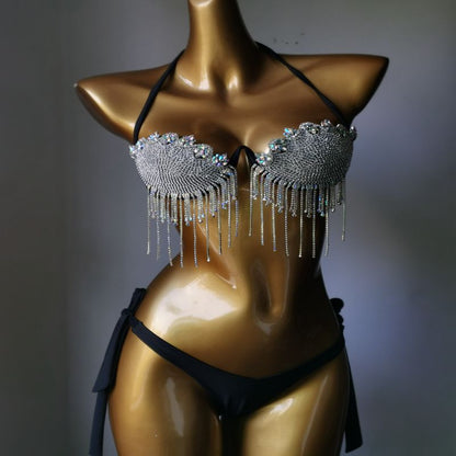 Muschibitch Strass Tassel Luxus Dsigner Bikini Glamour Bikini