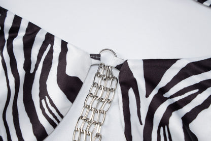 Muschibitch Sexy Ketten Bikini, Zebra Leopard Bikini, Animal Print Beachclub Swimwear