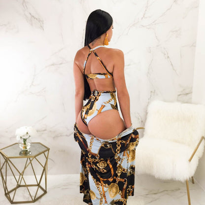 Muschibitch High Waist Bikini Set Damen mit Print und Pareo