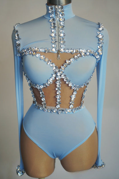 Muschibitch Strass Bodysuit Damen Socialite Swimwear Jumpsuit