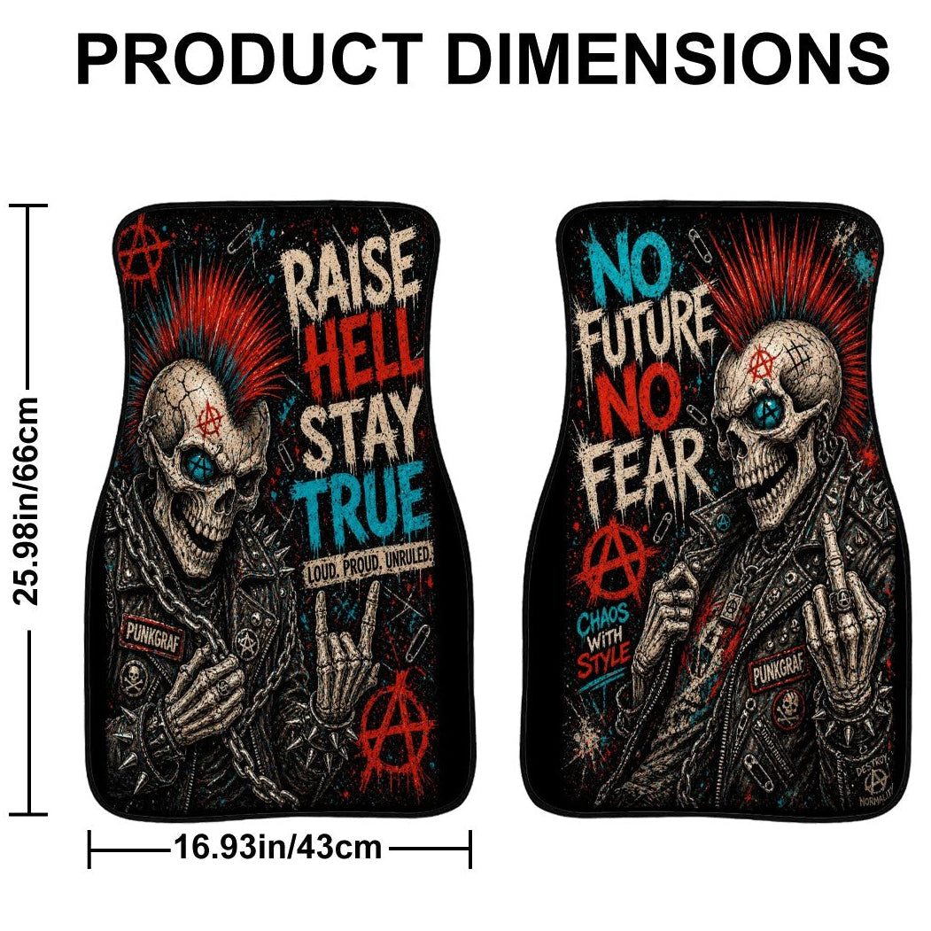 Punk Auto Fußmatten 2er Set Frontmatten, RAISE HELL STAY TRUE - NO FUTURE NO FEAR Automatten