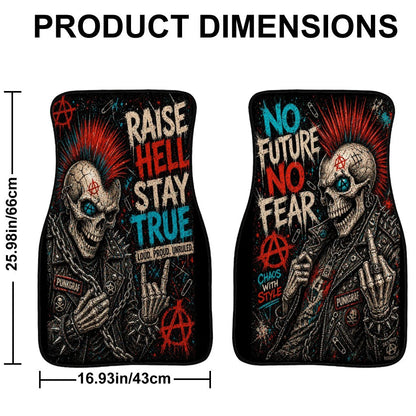 Punk Auto Fußmatten 2er Set Frontmatten, RAISE HELL STAY TRUE - NO FUTURE NO FEAR Automatten
