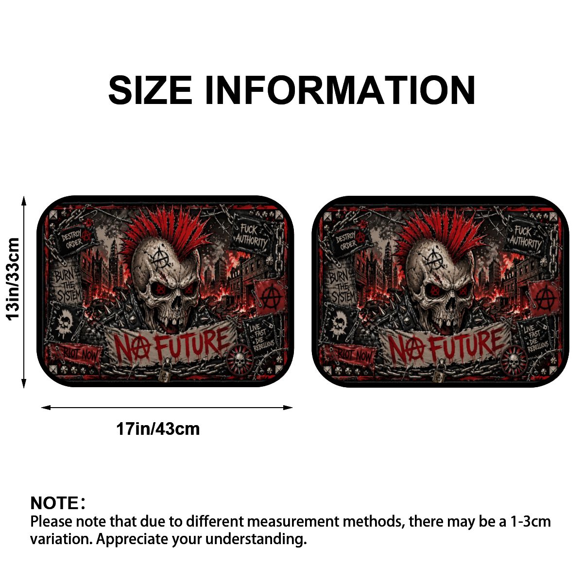 Punk Auto Fußmatten 2er Set Rücksitzmatten NO FUTURE Rear Floor Mats, Automatten, Punkgraf  Auto Deko
