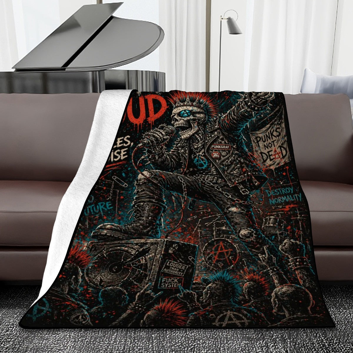 Punk Flanelldecke Decke BORN LOUD Kuscheldecke – Punkgraf Rebel Blanket