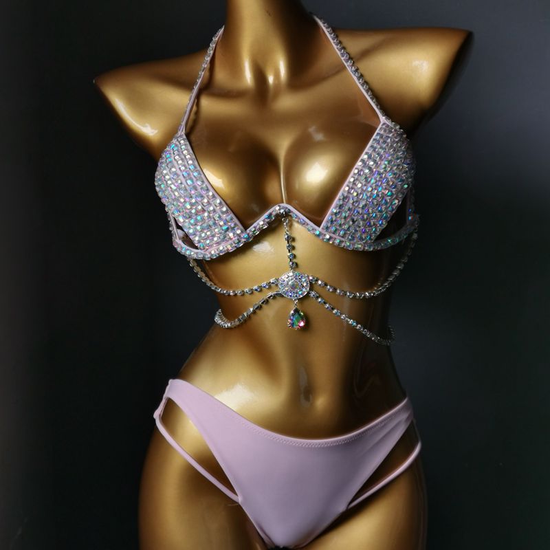 Muschibitch Strass Bikini Damen mit Hard Cup & Tassel Glam Set