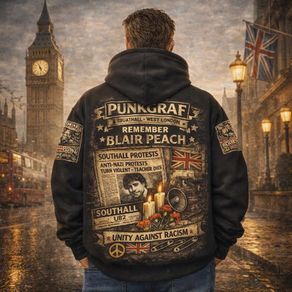 Remember Blair Peach Hoodie, London Southall 1979 Punk Protest Hoodie, Anti Nazi Rassismus Demonstration – Punkgraf Unity Against Racism