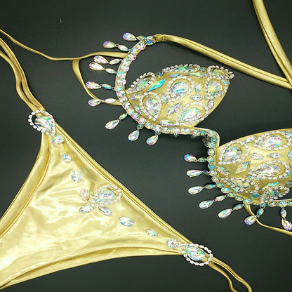 Muschibitch Crystal Luxe Bikini – Damen Strass Bikini Set mit Tropfenanhängern